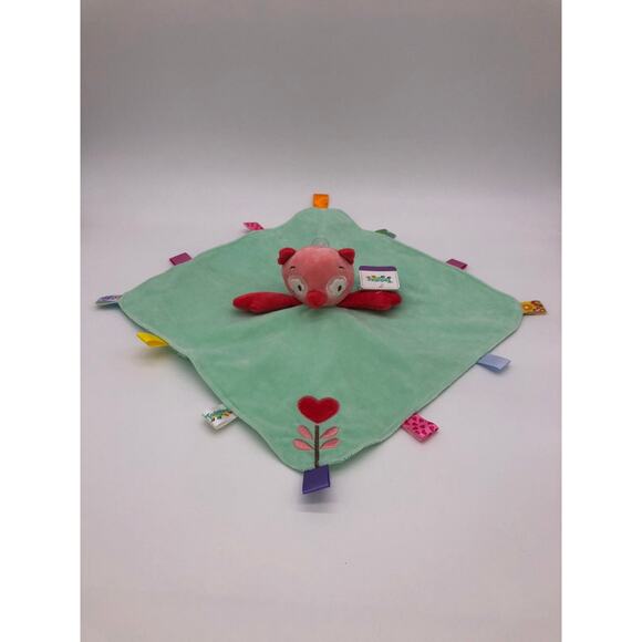 New Taggies Green With Pink Owl Baby Security Blanket Lovey Sensory Toy - Picture 2 of 5